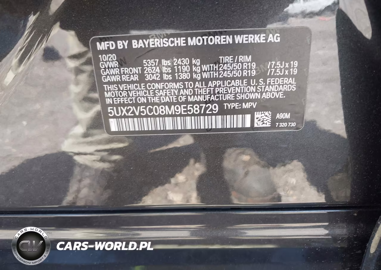 2021 BMW X4 M40I VIN:5UX2V5C08M9E58729 - 9
