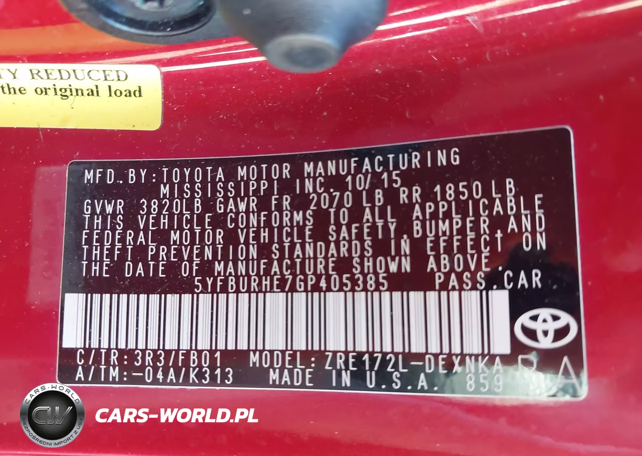 2016 Toyota Corolla Le VIN:5YFBURHE7GP405385 - 9