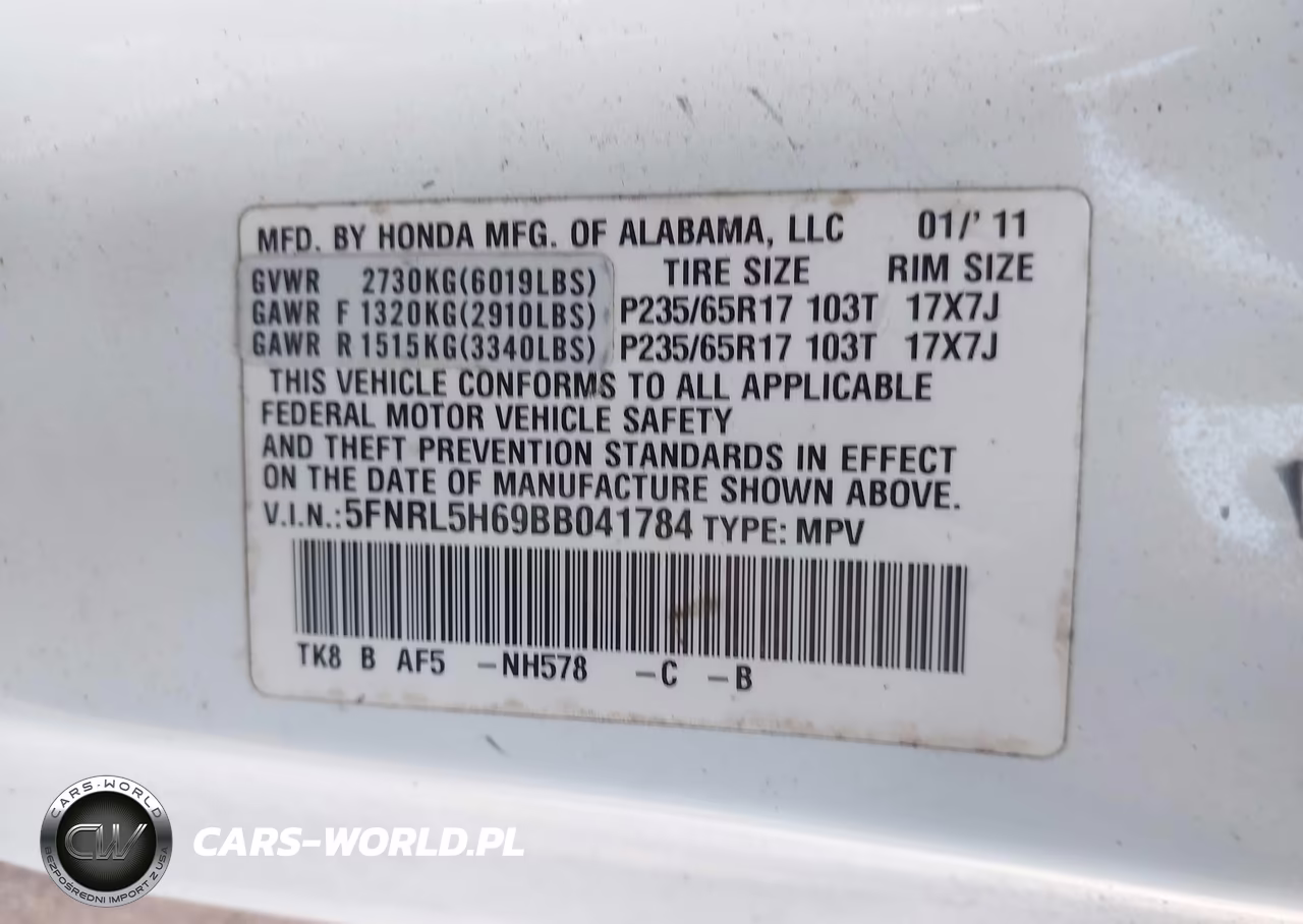 2011 Honda Odyssey Ex-L VIN:5FNRL5H69BB041784 - 9