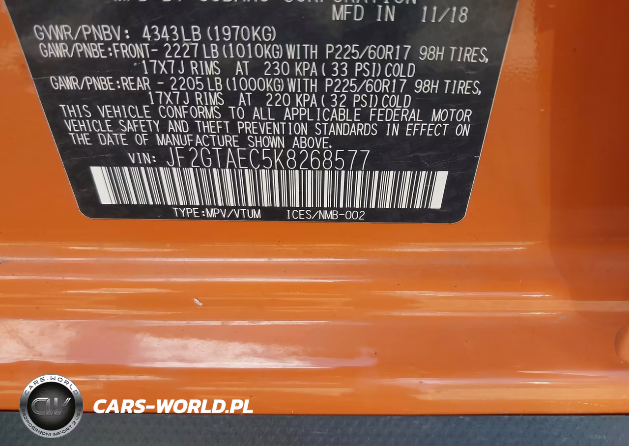 2019 Subaru Crosstrek 2.0I Premium VIN:JF2GTAEC5K8268577 - 9