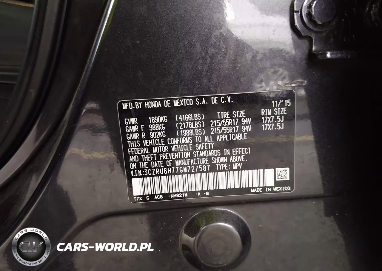2016 Honda Hr-V Ex-L VIN:3CZRU6H77GM727587 - 9