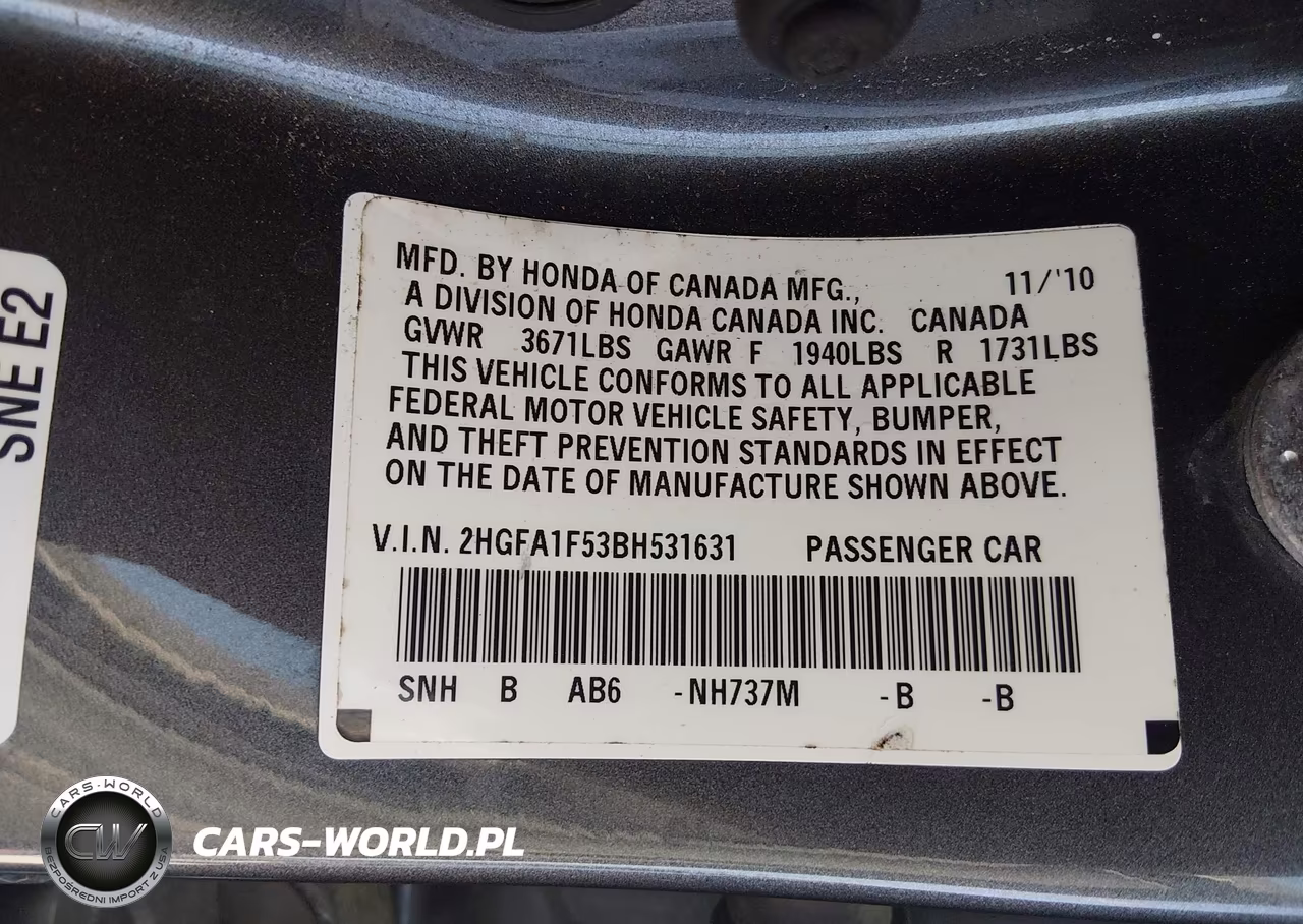 2011 Honda Civic Lx VIN:2HGFA1F53BH531631 - 9