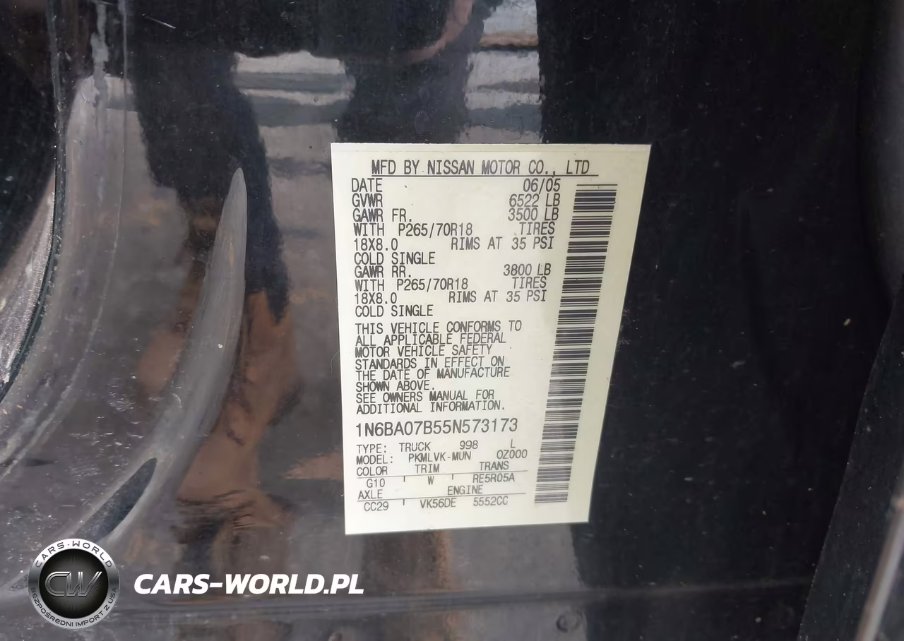 2005 Nissan Titan Le VIN:1N6BA07B55N573173 - 9