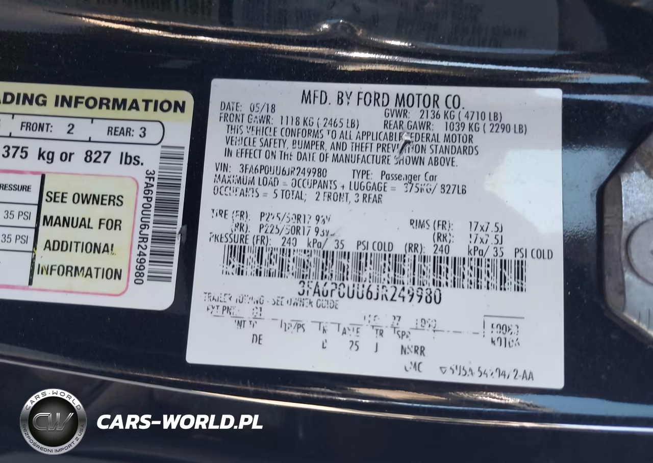 2018 Ford Fusion Hybrid S VIN:3FA6P0UU6JR249980 - 9