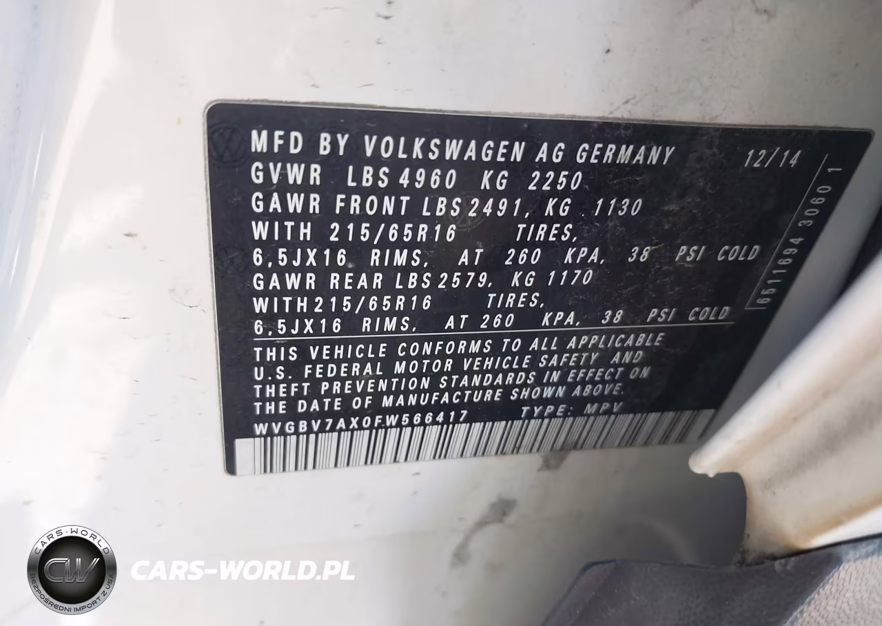 2015 Volkswagen Tiguan S VIN:WVGBV7AX0FW566417 - 9