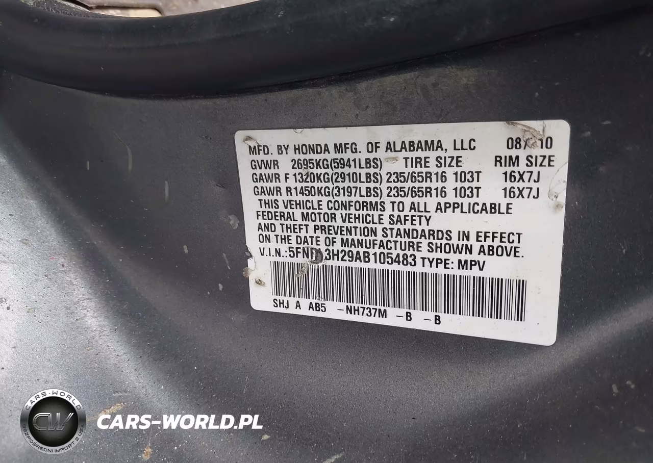 2010 Honda Odyssey Lx VIN:5FNRL3H29AB105483 - 9