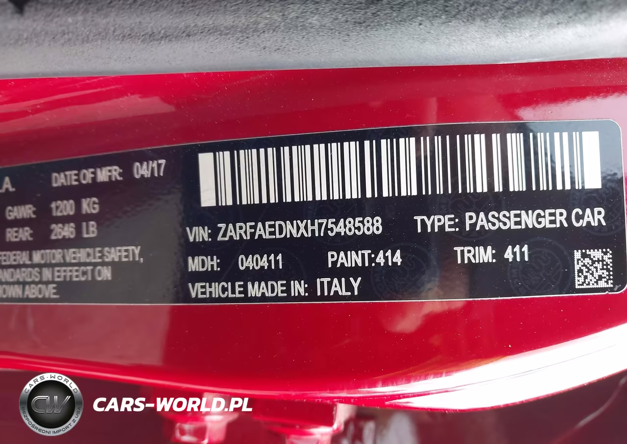 2017 Alfa Romeo Giulia Awd VIN:ZARFAEDNXH7548588 - 9