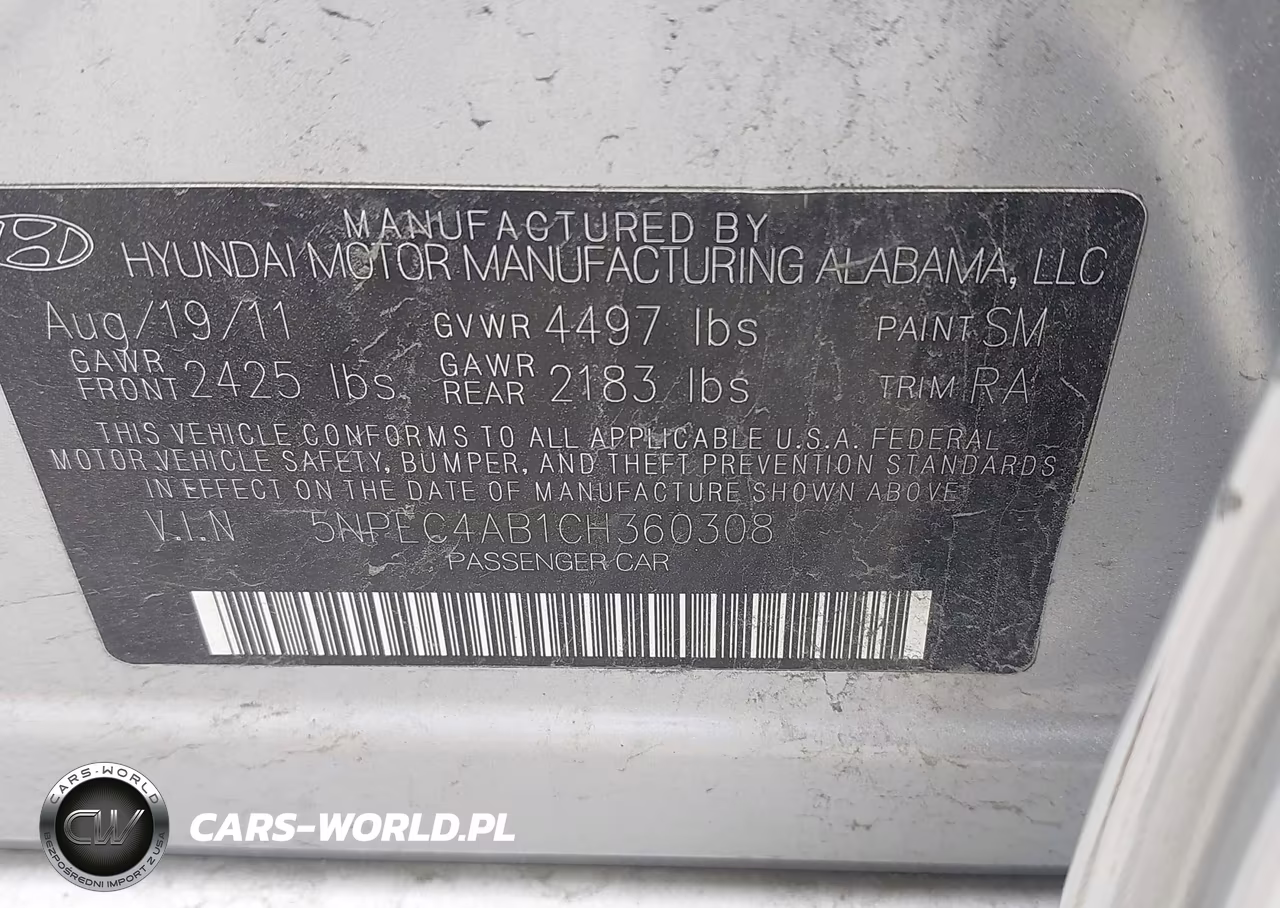 2012 Hyundai Sonata Se 2.0T VIN:5NPEC4AB1CH360308 - 9