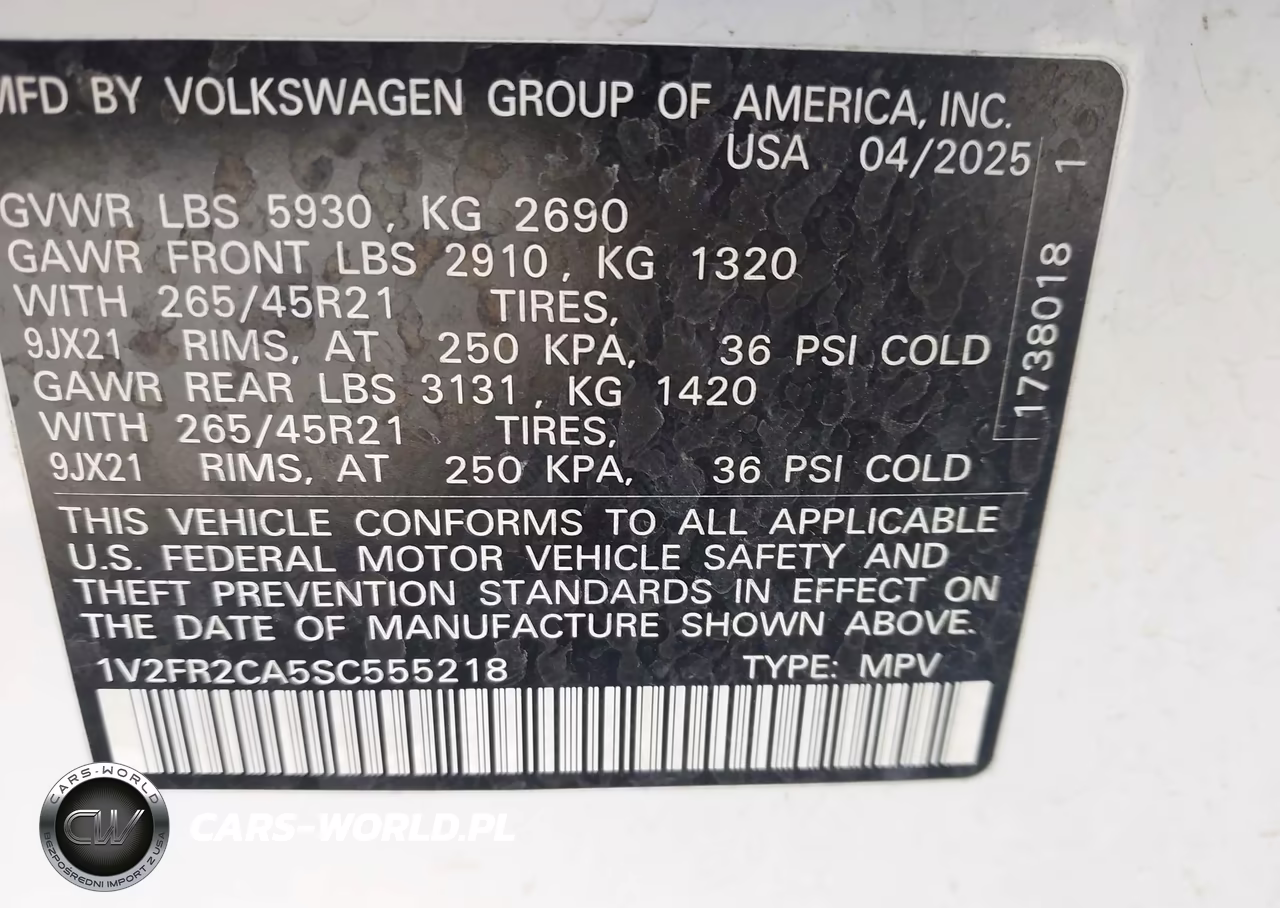 2025 Volkswagen Atlas 2.0T Sel Premium R-Line VIN:1V2FR2CA5SC555218 - 9