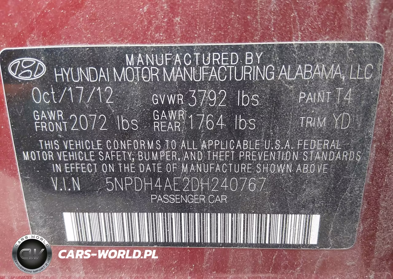2013 Hyundai Elantra Gls VIN:5NPDH4AE2DH240767 - 9