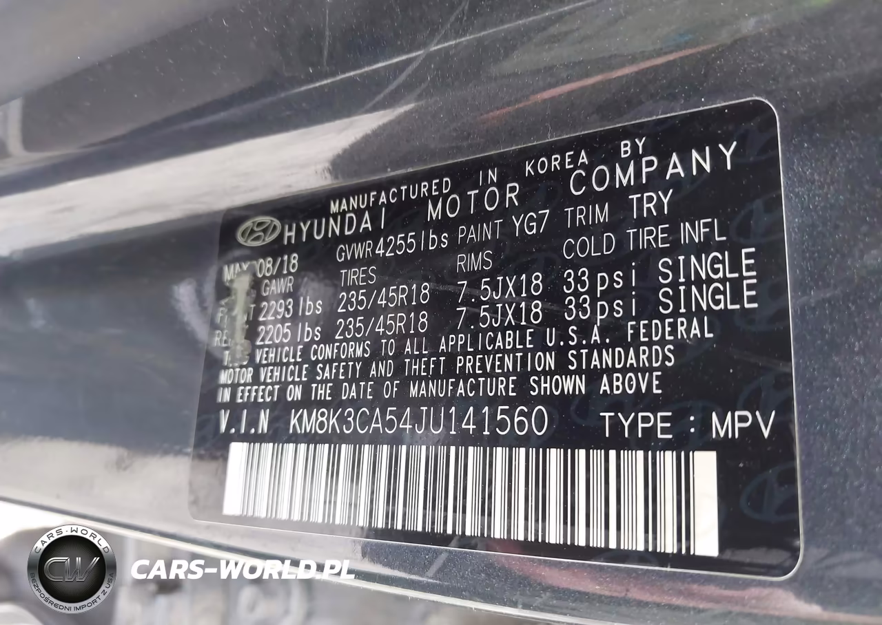 2018 Hyundai Kona Limited VIN:KM8K3CA54JU141560 - 9
