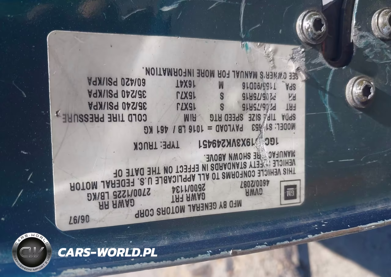 1997 Chevrolet S-10 Ls Fleetside VIN:1GCCS19X3VK249451 - 9