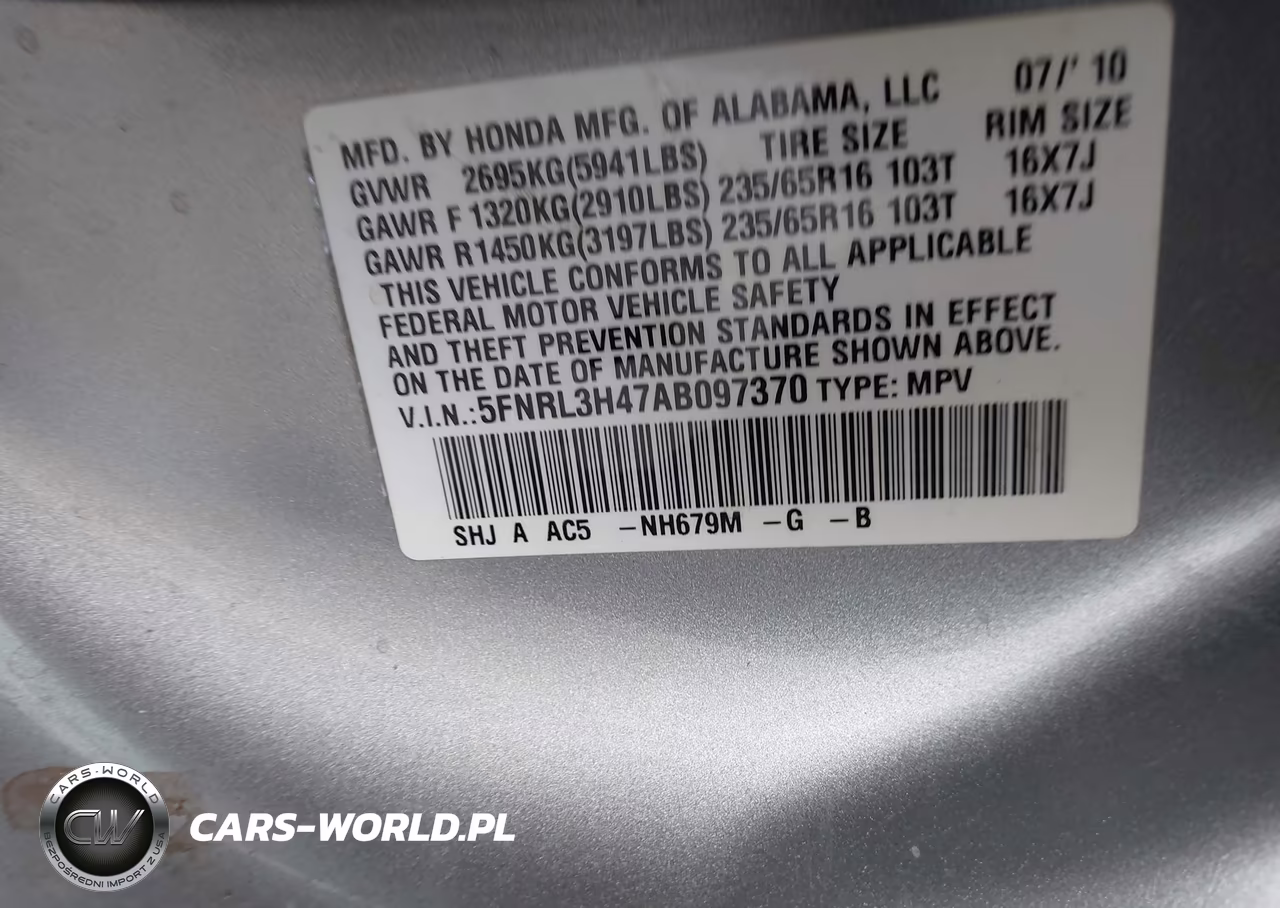 2010 Honda Odyssey Ex VIN:5FNRL3H47AB097370 - 9
