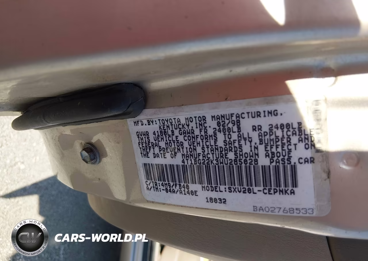 1998 Toyota Camry Le VIN:4T1BG22K3WU285028 - 9