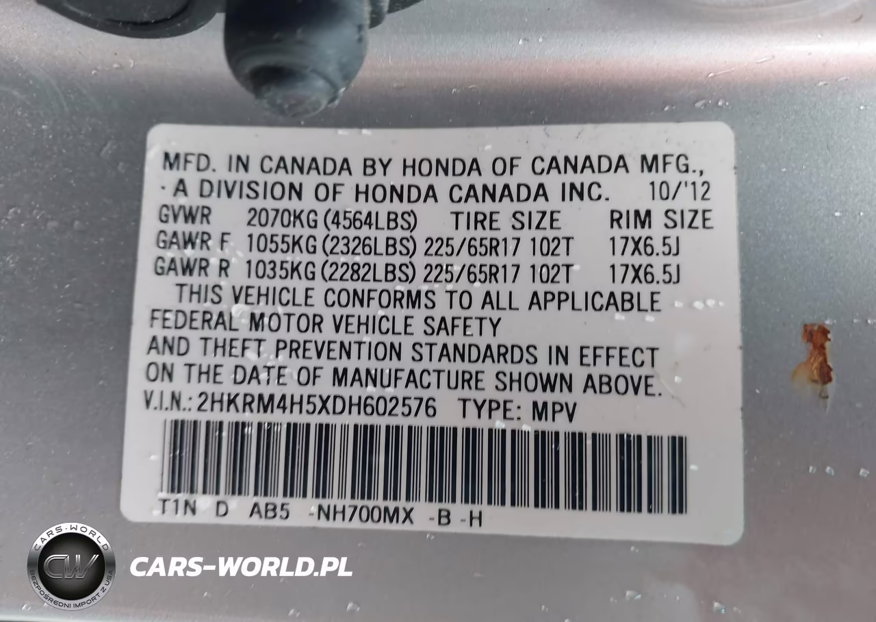 2013 Honda Cr-V Ex VIN:2HKRM4H5XDH602576 - 9