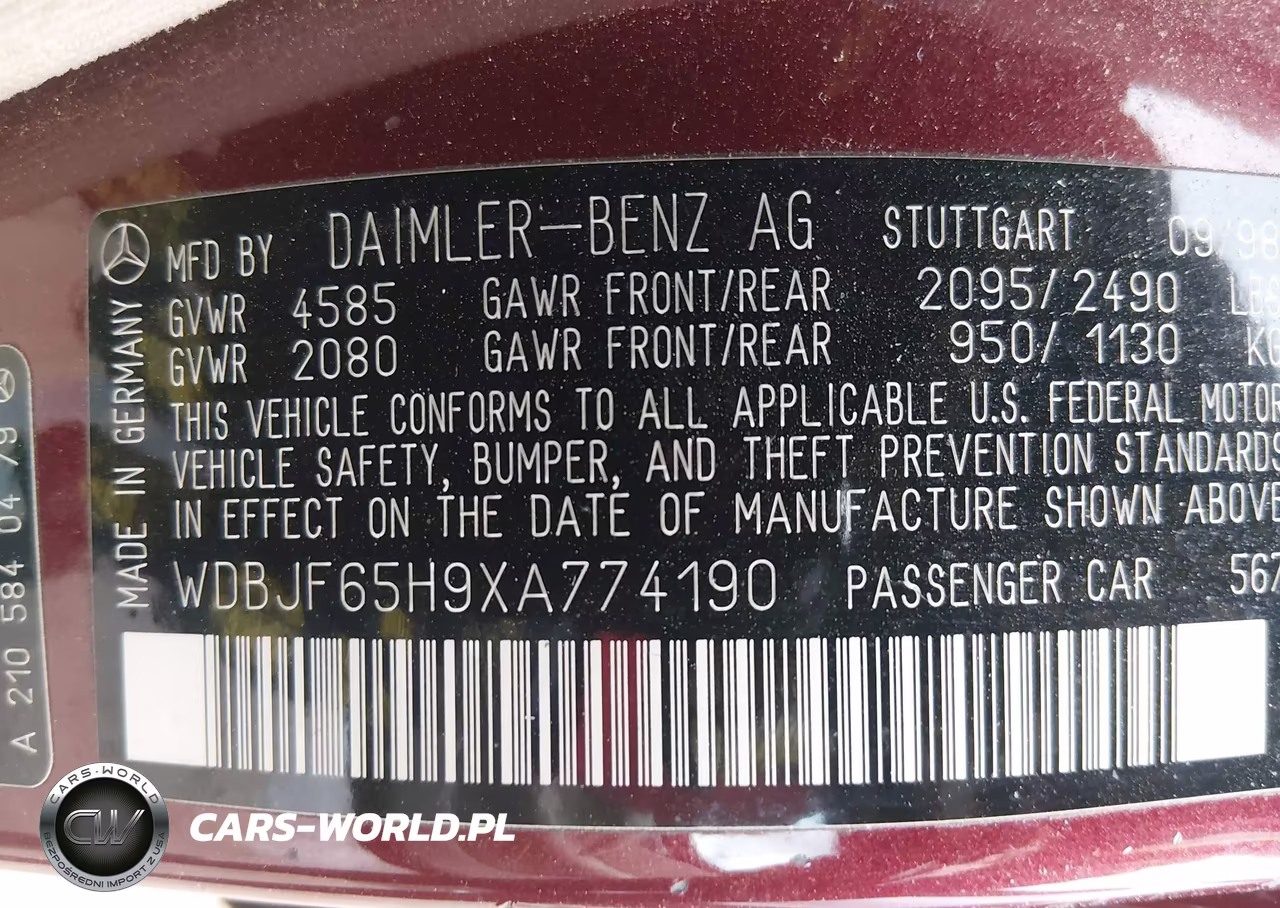 1999 Mercedes-Benz E 320 VIN:WDBJF65H9XA774190 - 9
