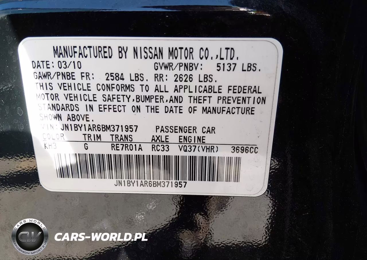 2011 Infiniti M37X VIN:JN1BY1AR6BM371957 - 9
