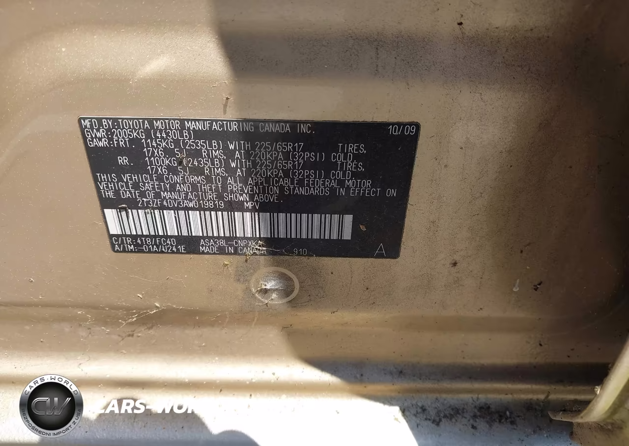 2010 Toyota Rav4 VIN:2T3ZF4DV3AW019819 - 9