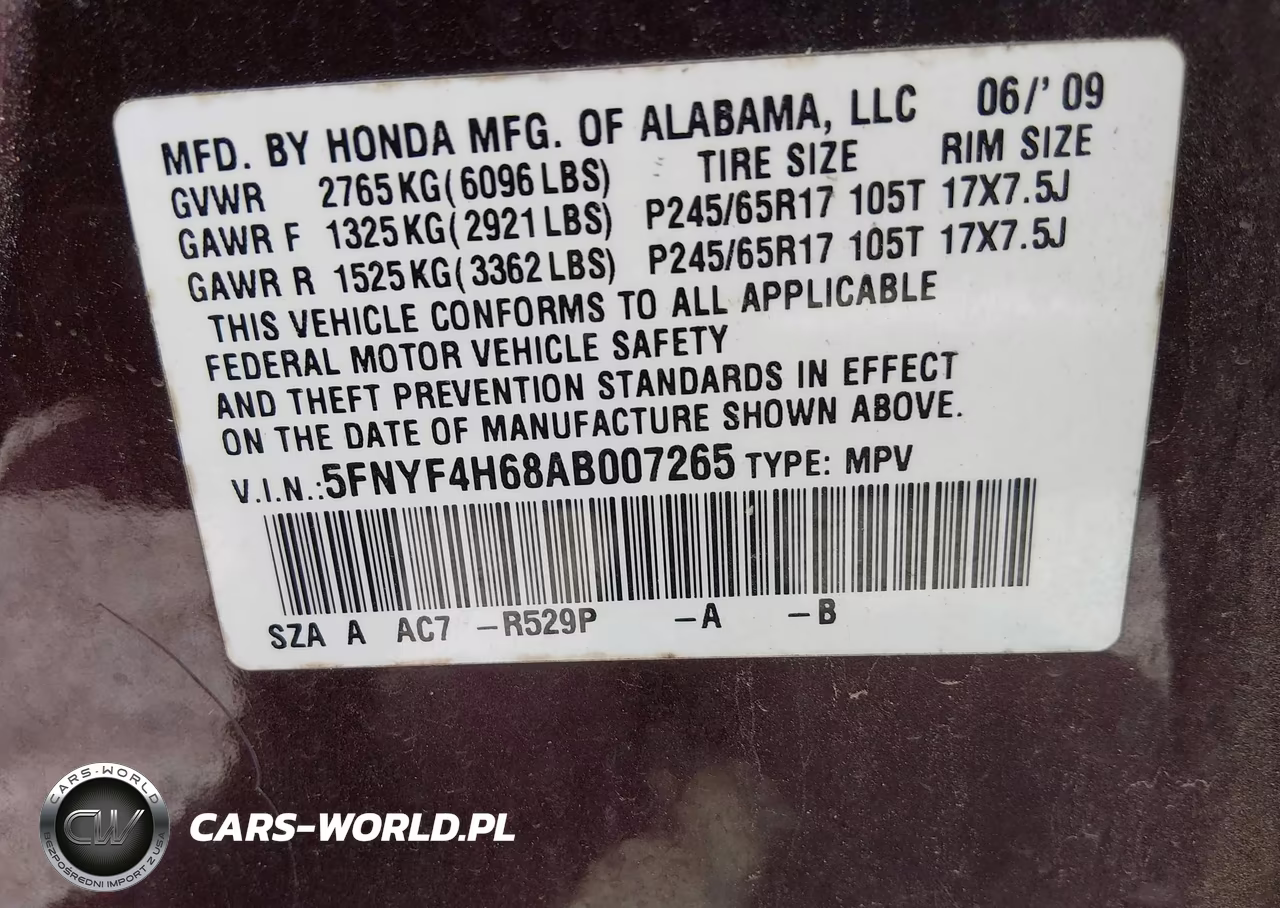 2010 Honda Pilot Ex-L VIN:5FNYF4H68AB007265 - 9