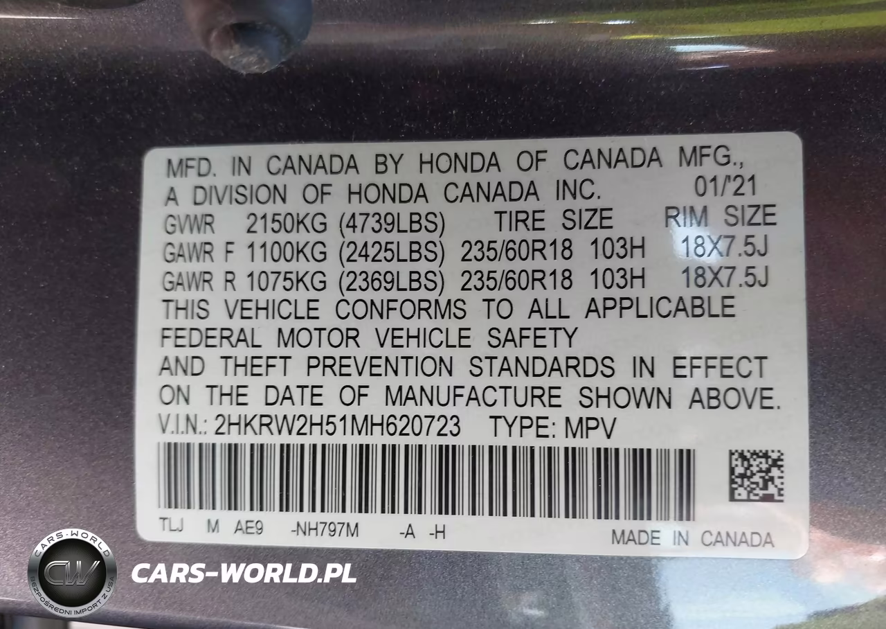 2021 Honda Cr-V Awd Ex VIN:2HKRW2H51MH620723 - 9