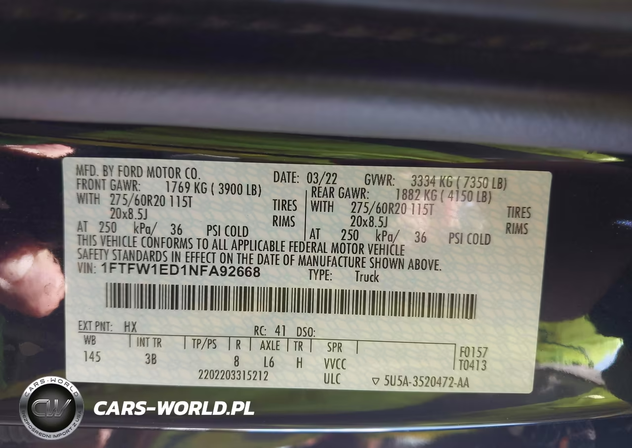 2022 Ford F-150 Platinum VIN:1FTFW1ED1NFA92668 - 9
