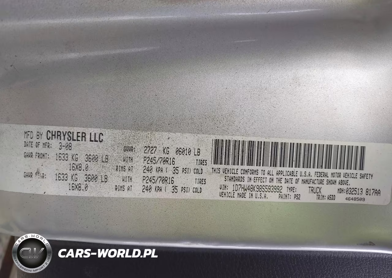 2008 Dodge Dakota Slt VIN:1D7HW48K98S593992 - 9