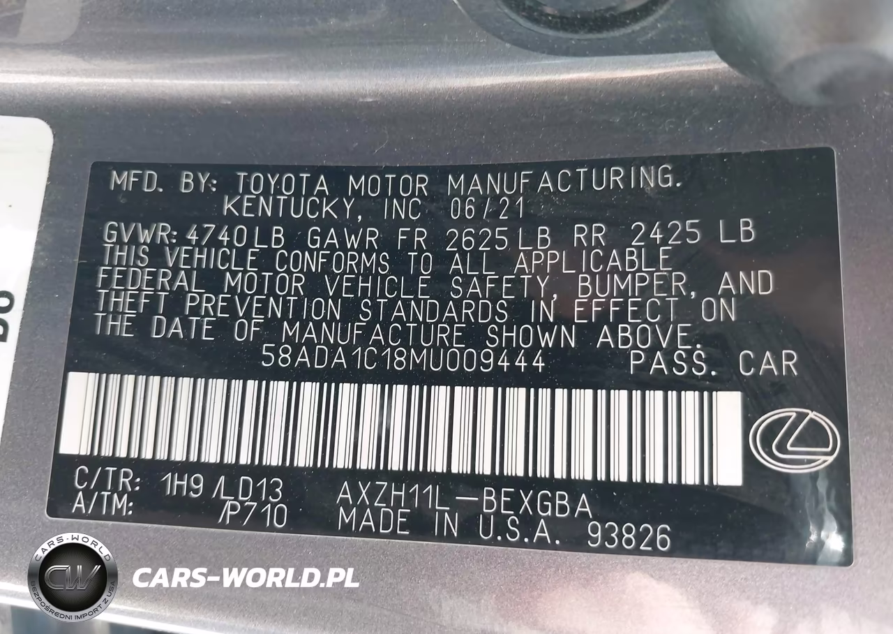2021 Lexus Es 300H VIN:58ADA1C18MU009444 - 9