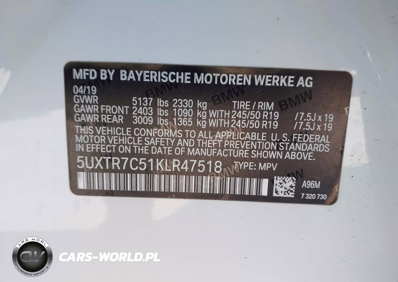 2019 BMW X3 Sdrive30I VIN:5UXTR7C51KLR47518 - 9