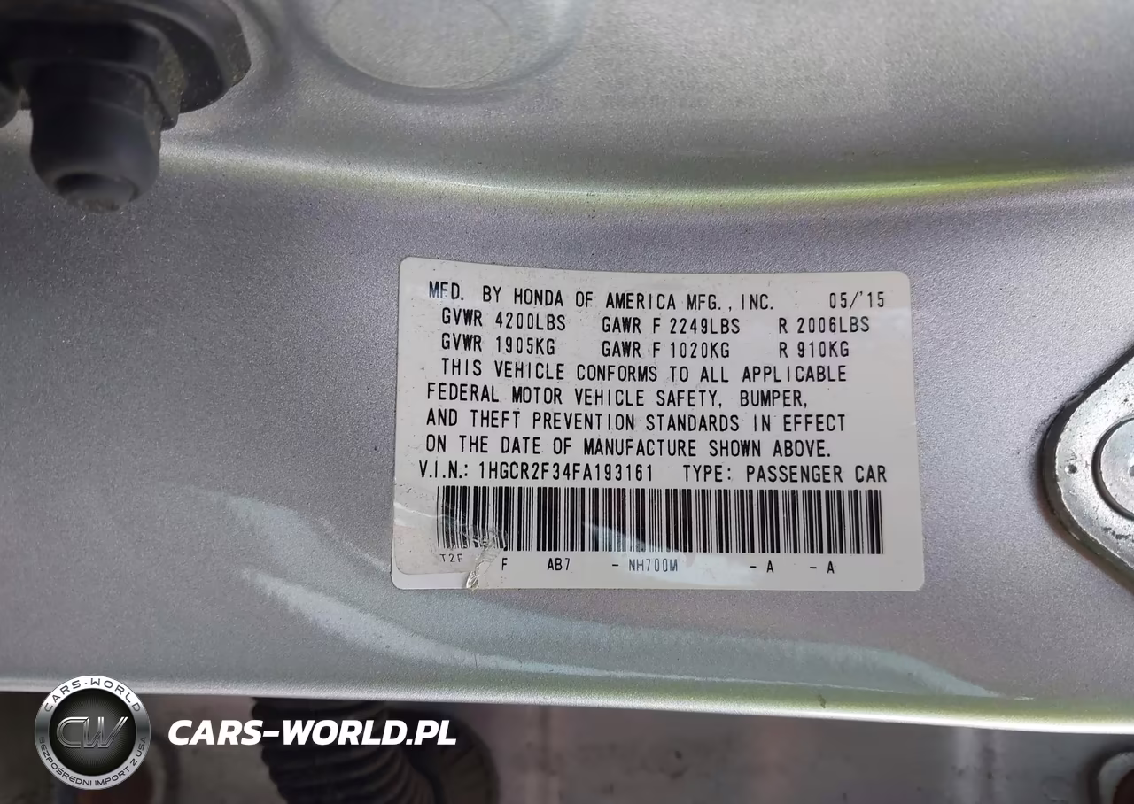 2015 Honda Accord Lx VIN:1HGCR2F34FA193161 - 9