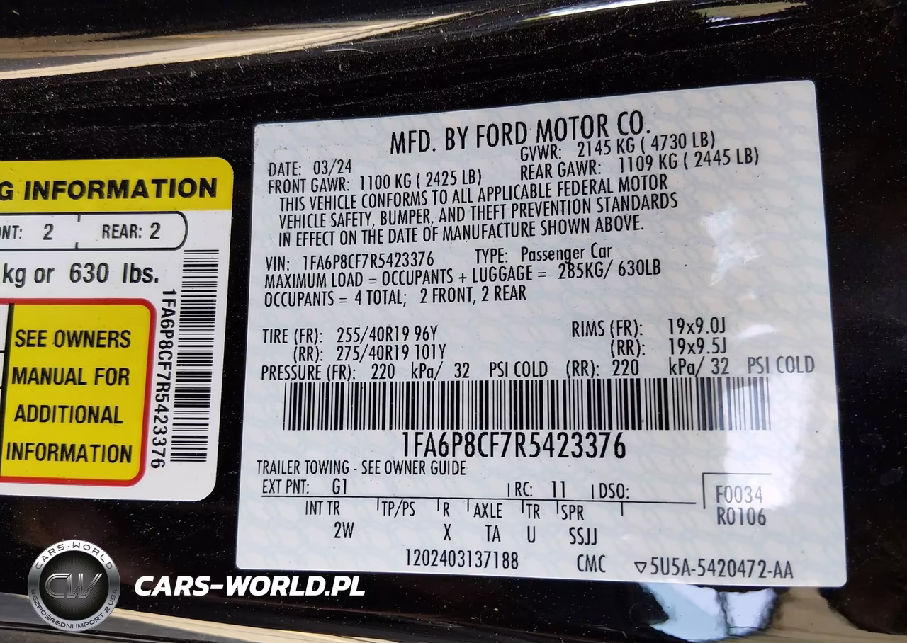 2024 Ford Mustang Gt Fastback VIN:1FA6P8CF7R5423376 - 9