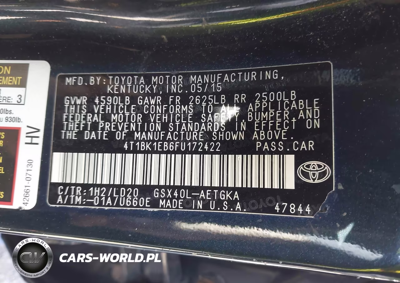 2015 Toyota Avalon Xle VIN:4T1BK1EB6FU172422 - 9