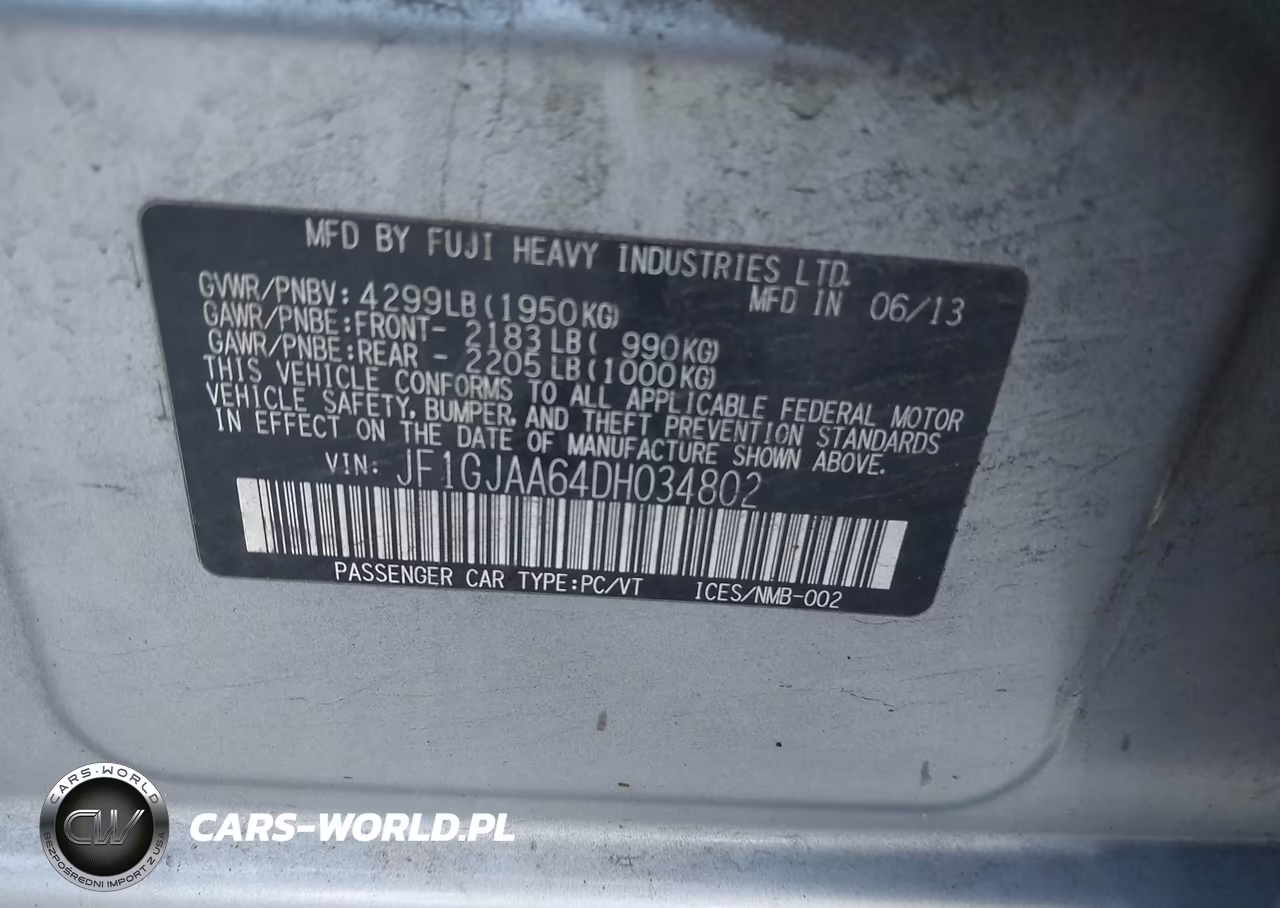 2013 Subaru Impreza 2.0I VIN:JF1GJAA64DH034802 - 9