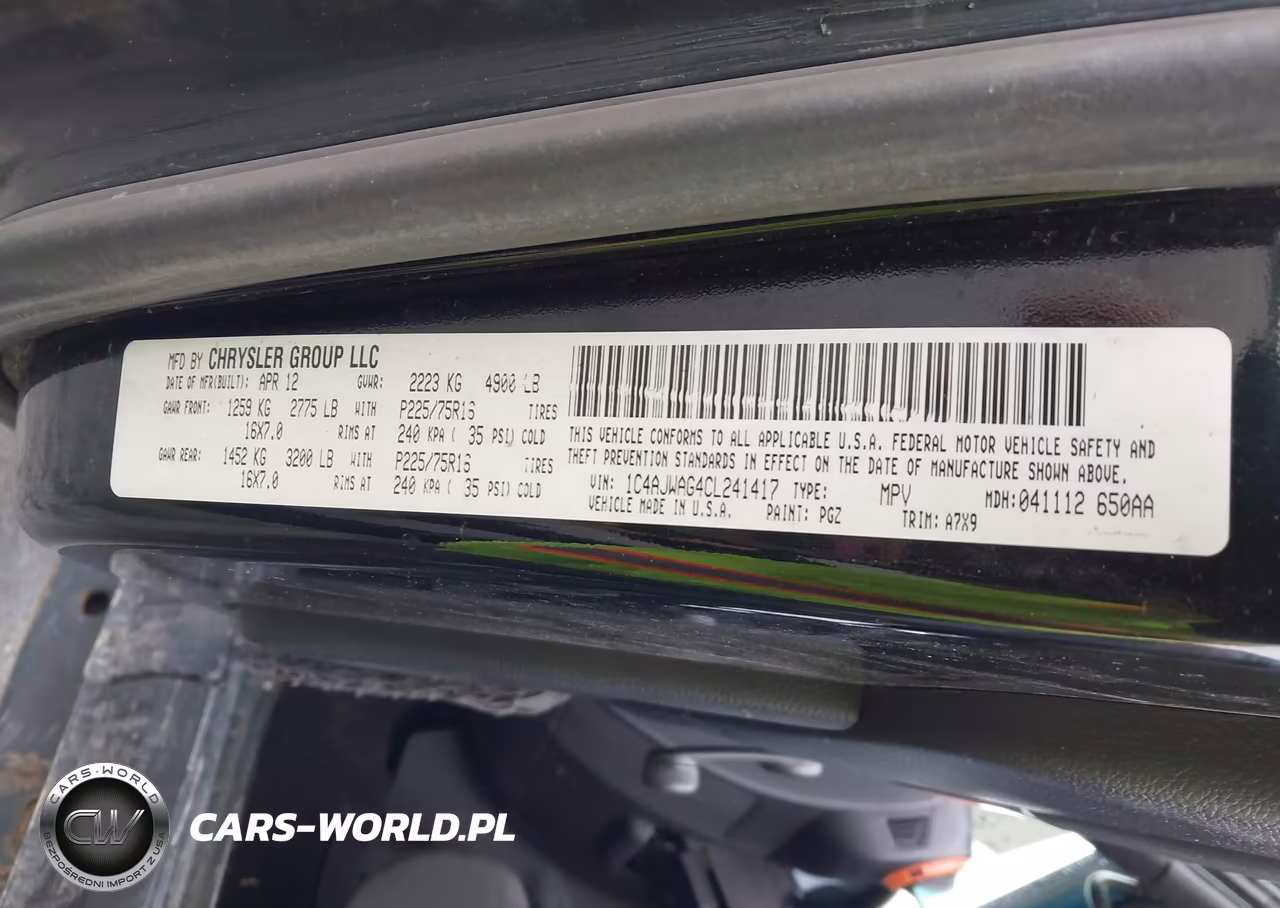 2012 Jeep Wrangler Sport VIN:1C4AJWAG4CL241417 - 9