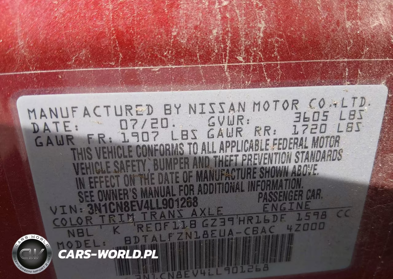 2020 Nissan Versa Sv Xtronic Cvt VIN:3N1CN8EV4LL901268 - 9