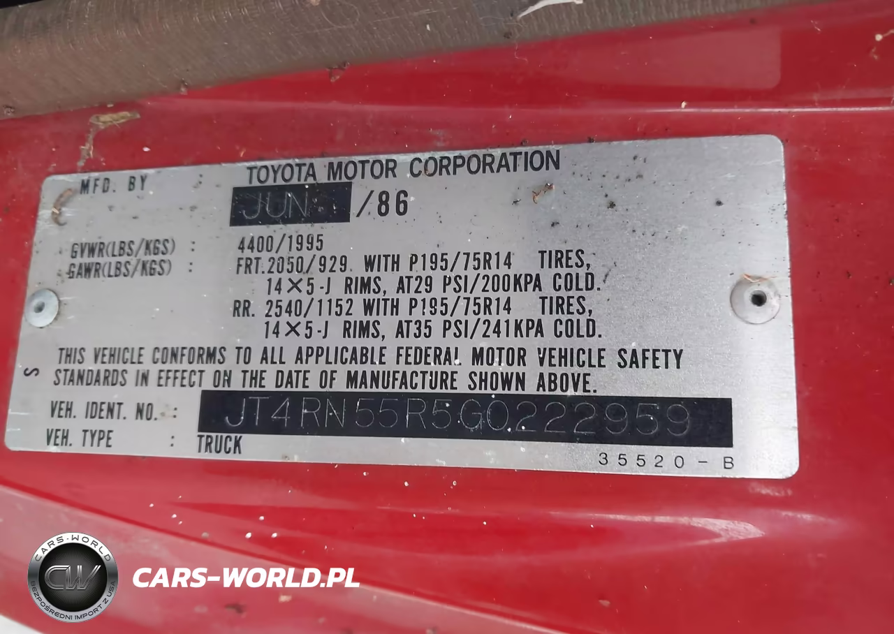1986 Toyota Pickup 1-2 Ton Rn55 VIN:JT4RN55R5G0222959 - 9