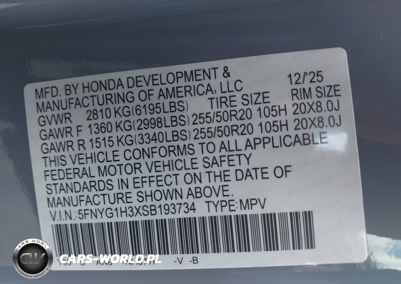 2025 Honda Pilot Sport VIN:5FNYG1H3XSB193734 - 9