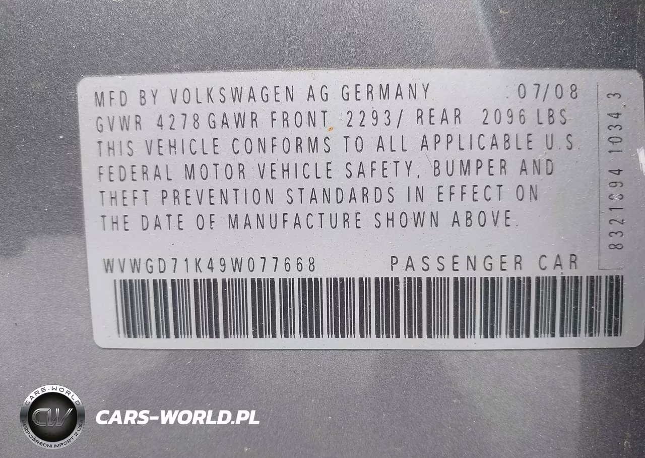 2009 Volkswagen Gti 4-Door VIN:WVWGD71K49W077668 - 9