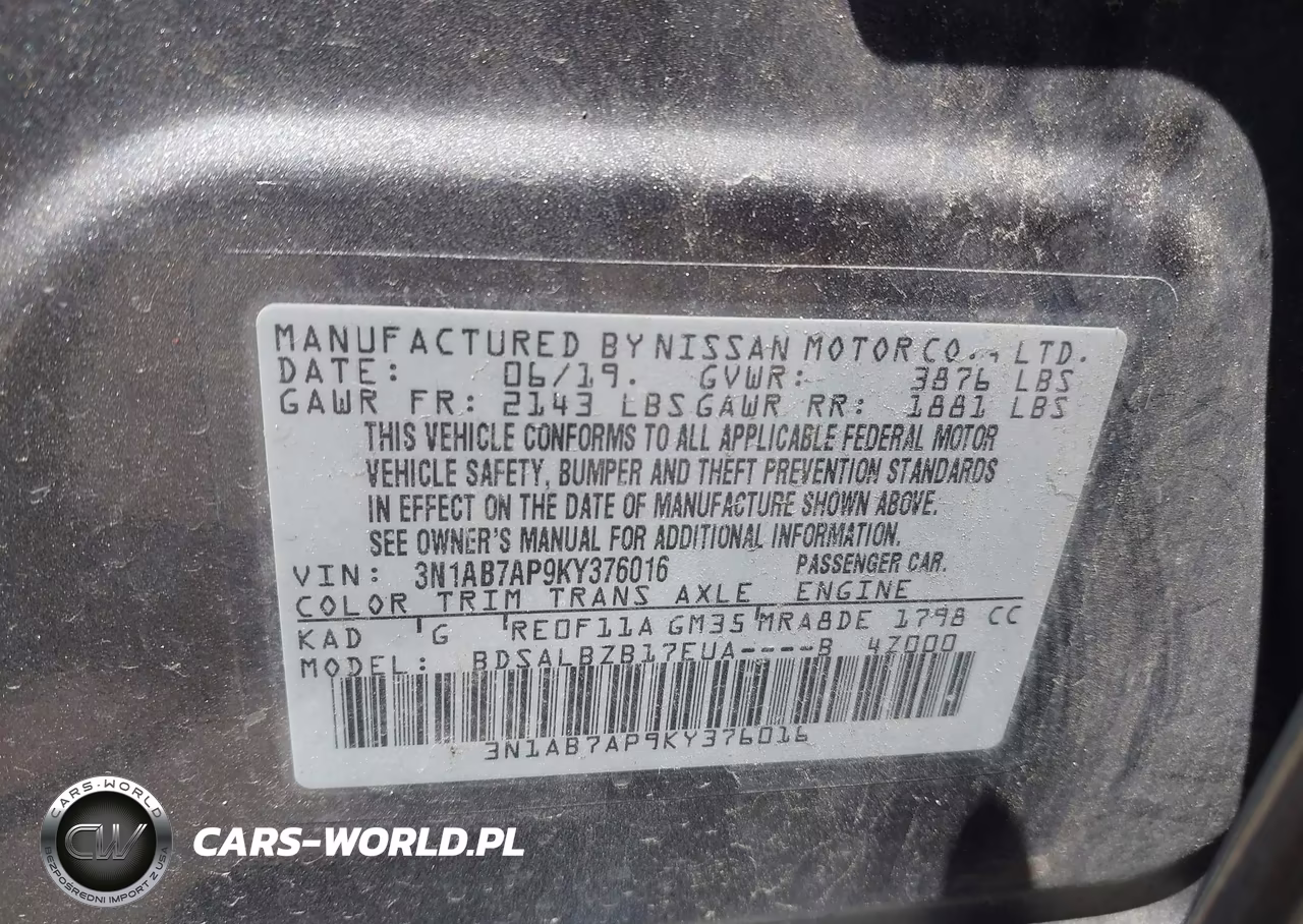 2019 Nissan Sentra S VIN:3N1AB7AP9KY376016 - 9