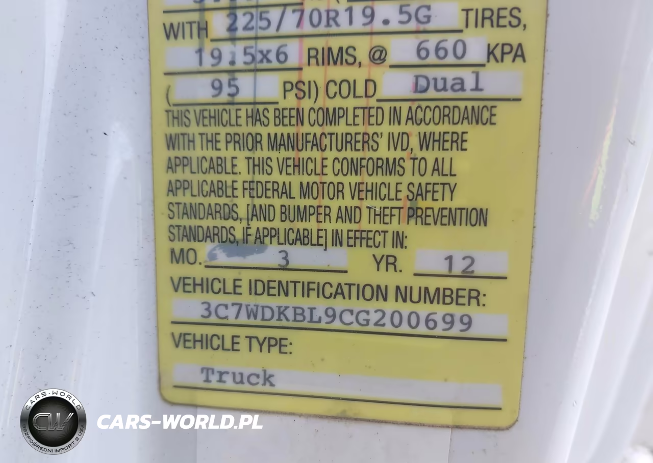 2012 Ram 4500 Chassis St-Slt VIN:3C7WDKBL9CG200699 - 8