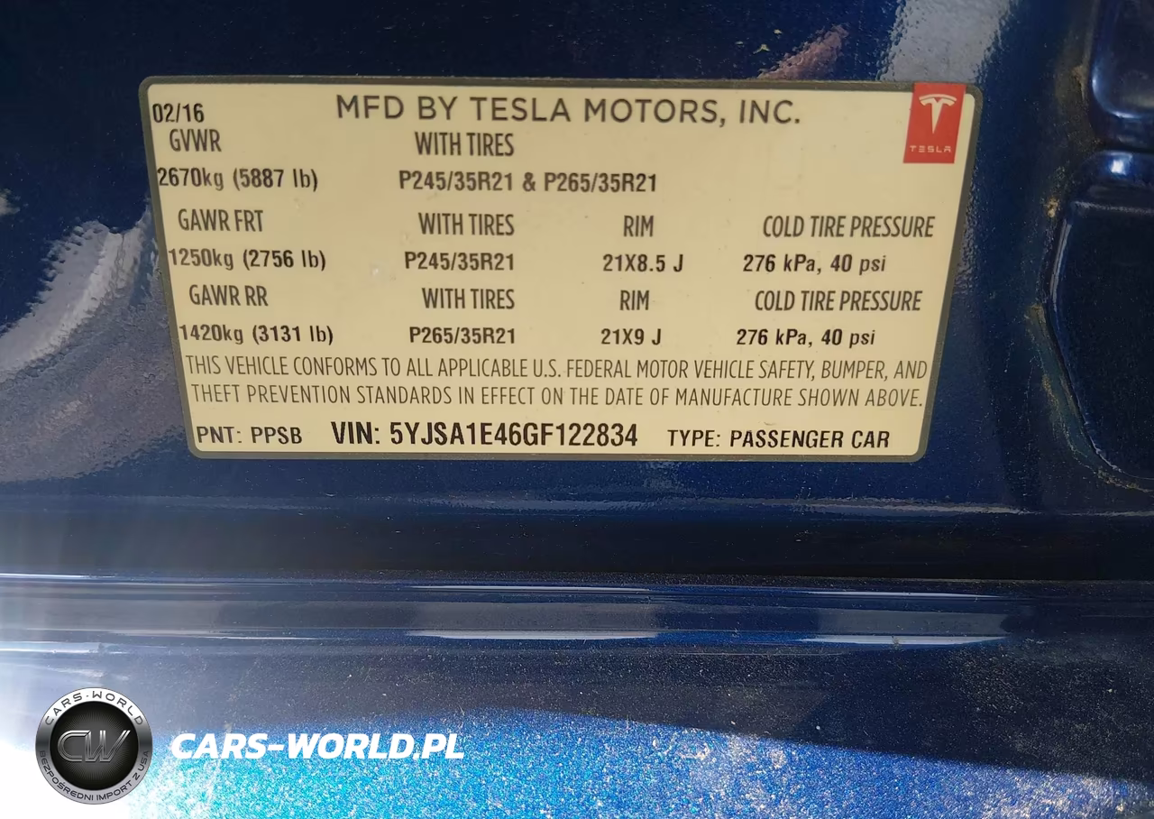 2016 Tesla Model S 90D-P100D-P85D-P90D VIN:5YJSA1E46GF122834 - 9