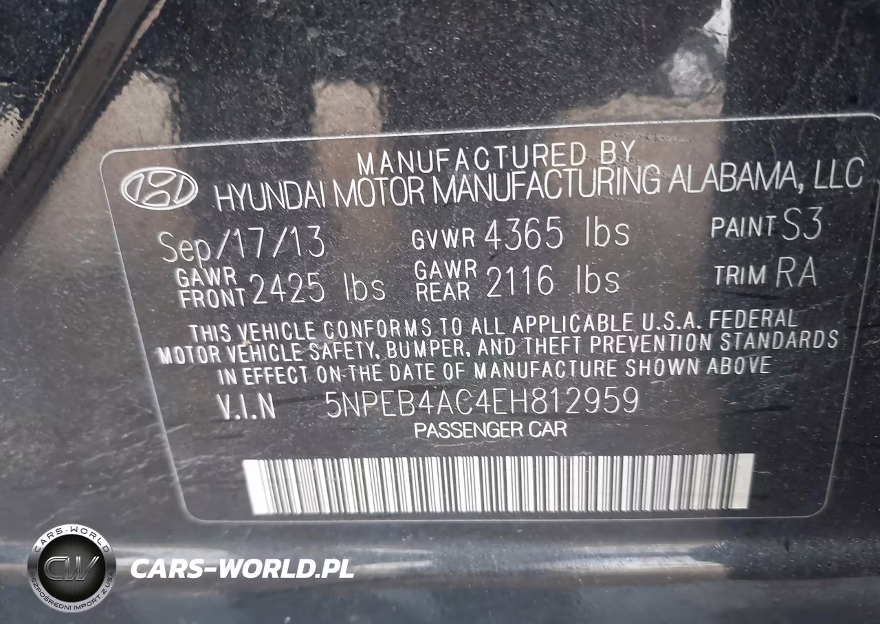 2014 Hyundai Sonata Gls VIN:5NPEB4AC4EH812959 - 9