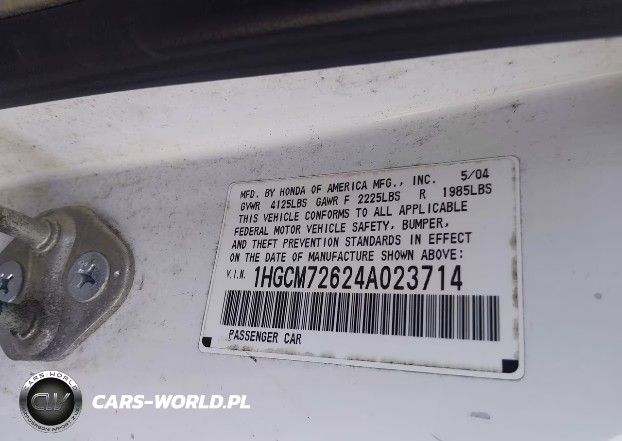 2004 Honda Accord 2.4 Ex VIN:1HGCM72624A023714 - 9