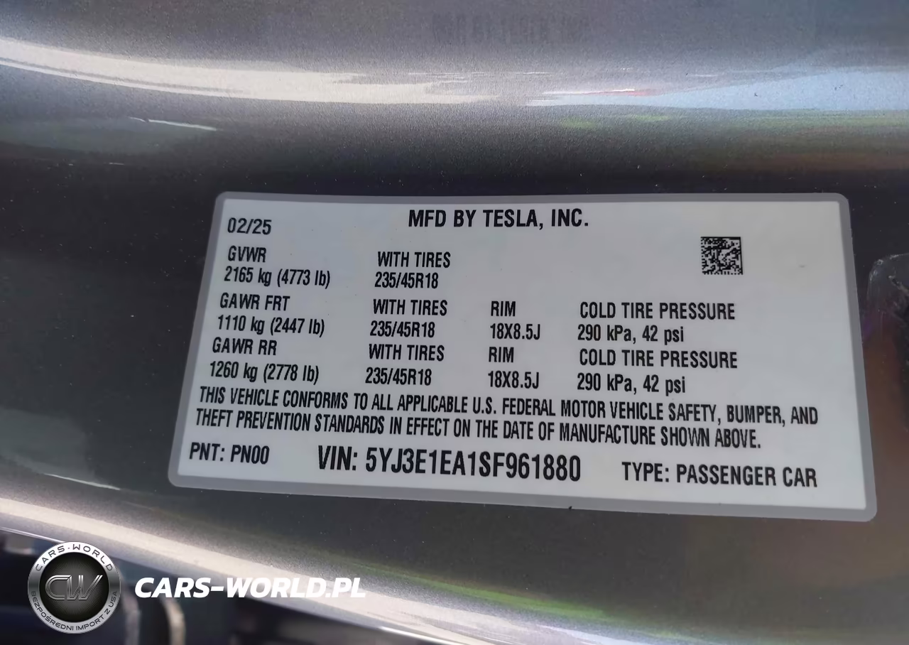 2025 Tesla Model 3 Long Range Rear-Wheel Drive-Standard Rear-Wheel Drive VIN:5YJ3E1EA1SF961880 - 9