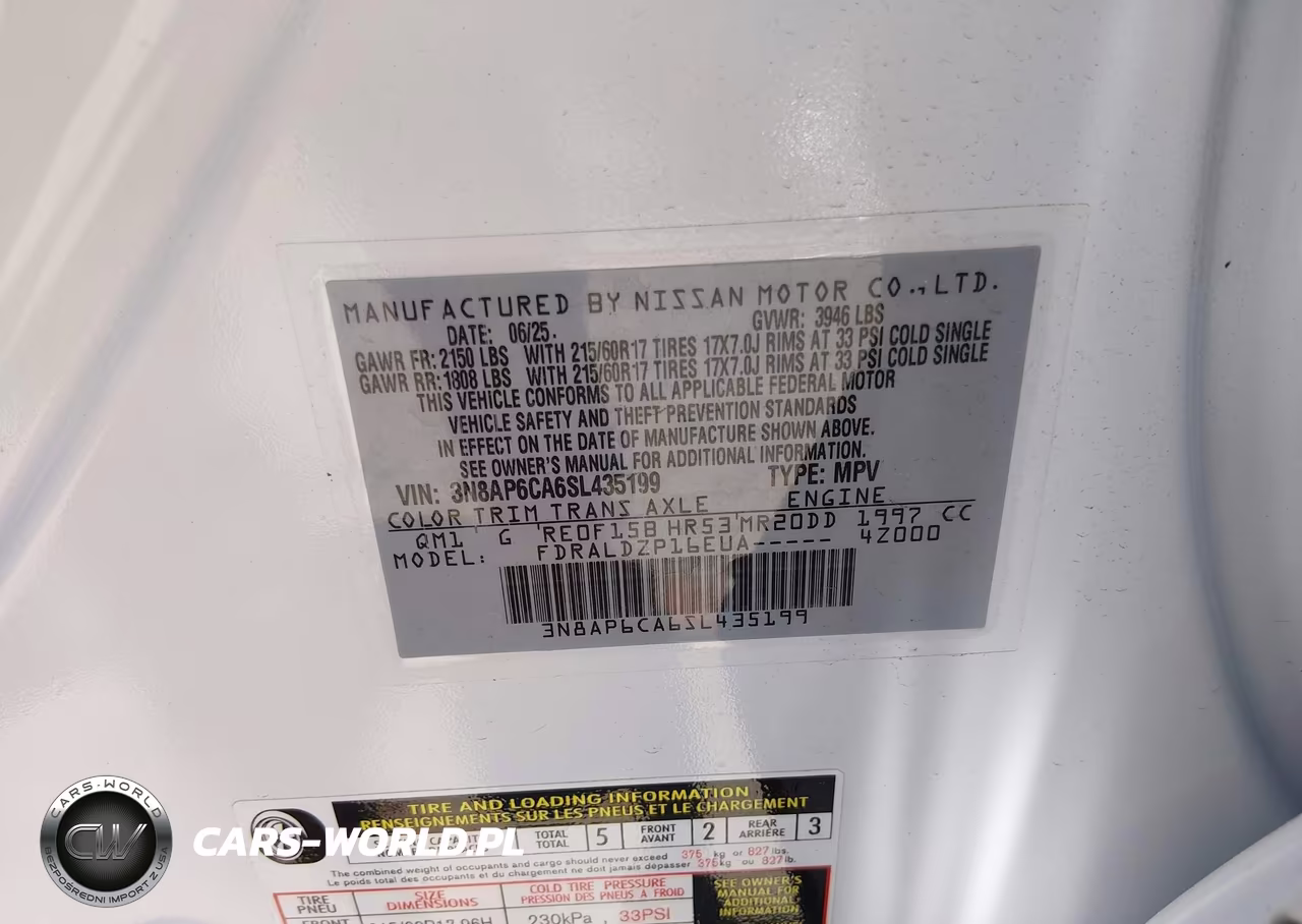 2025 Nissan Kicks Sv Fwd VIN:3N8AP6CA6SL435199 - 9