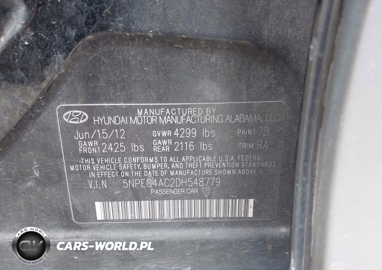 2013 Hyundai Sonata Limited VIN:5NPEC4AC2DH548779 - 9