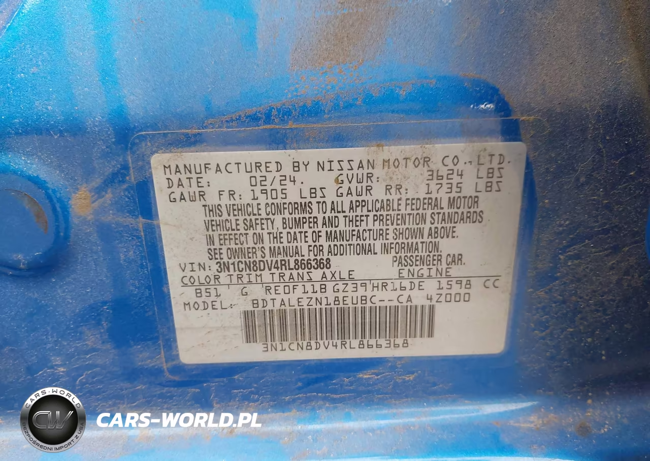 2024 Nissan Versa 1.6 S VIN:3N1CN8DV4RL866368 - 9