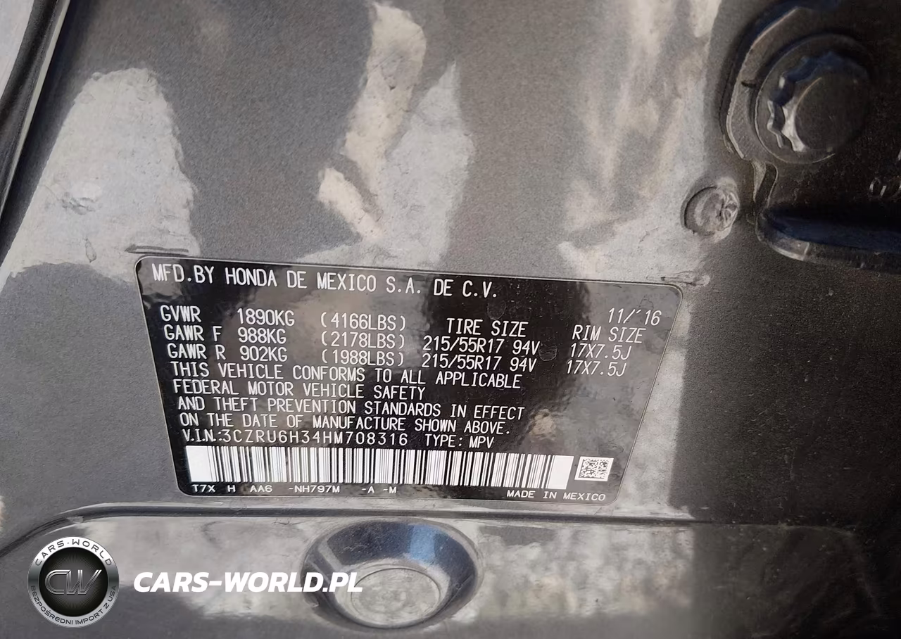2017 Honda Hr-V Lx VIN:3CZRU6H34HM708316 - 9