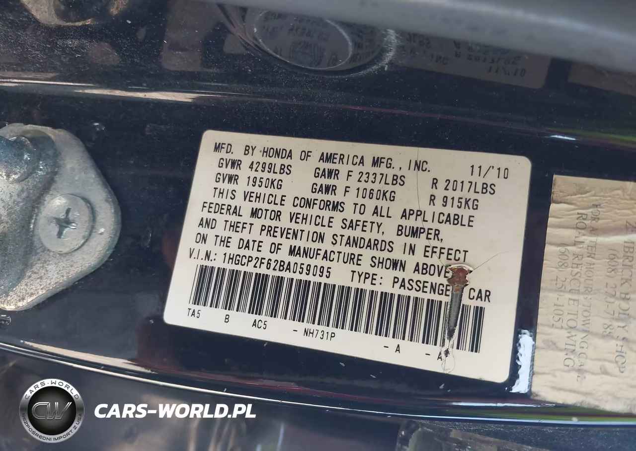 2011 Honda Accord 2.4 Se VIN:1HGCP2F62BA059095 - 9