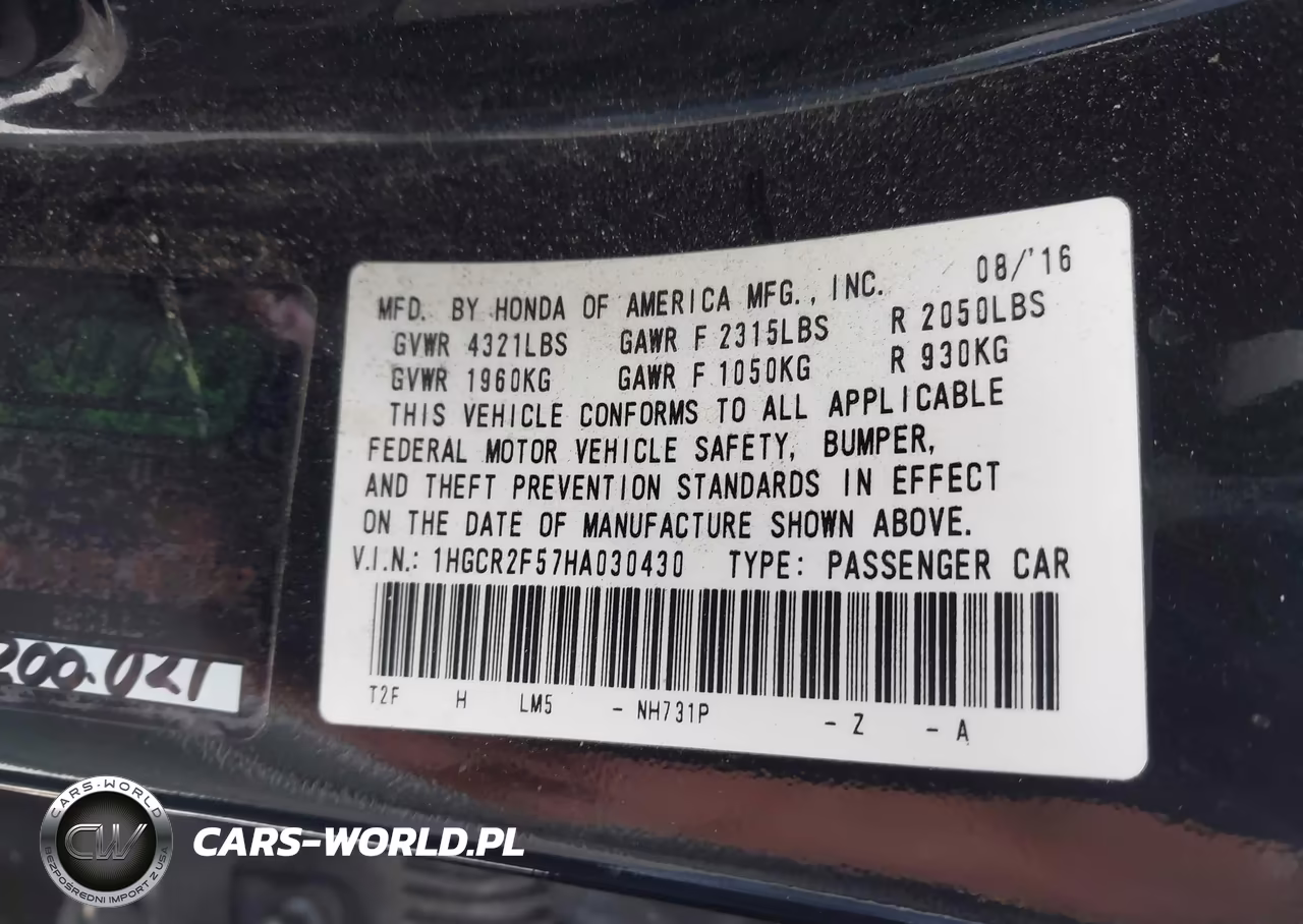 2017 Honda Accord Sport VIN:1HGCR2F57HA030430 - 9