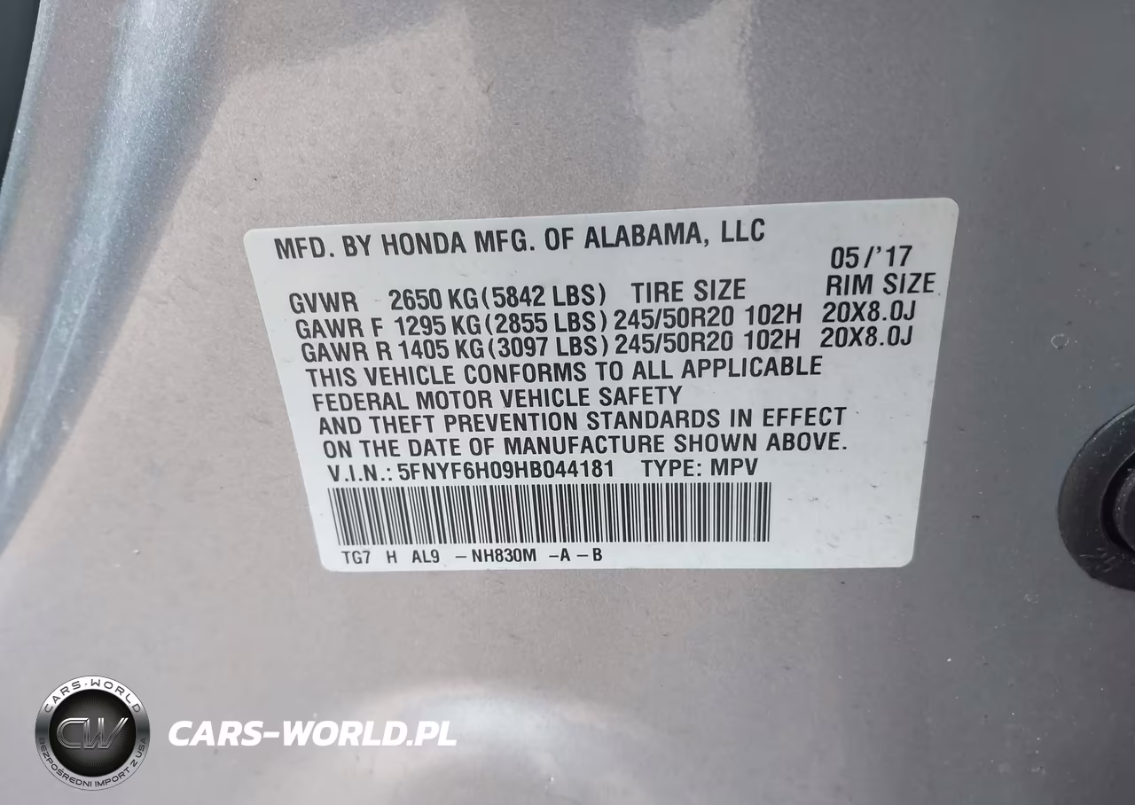 2017 Honda Pilot Elite VIN:5FNYF6H09HB044181 - 9